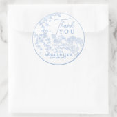 Sticker Rond Blue Chinoiserie Toile de Jouy Programme de mariag (Sac)