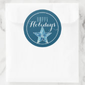 Sticker Rond Blue Christmas Star Joyeux Fête / Bleu (Sac)