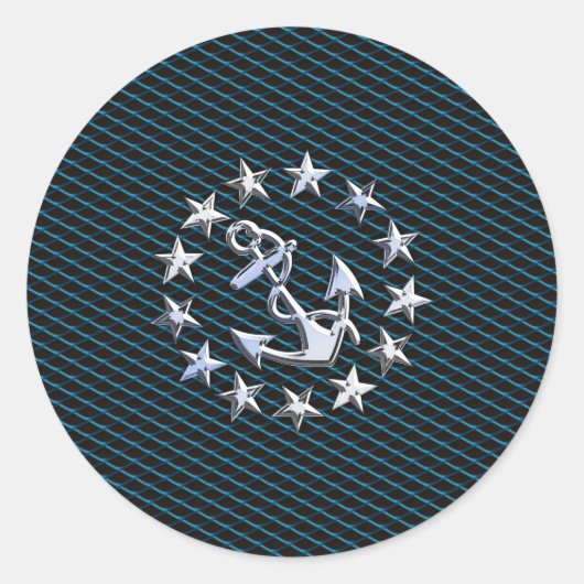 Sticker Rond Blue Chrome Comme Yacht Drapeau Automotive Grille (Devant)