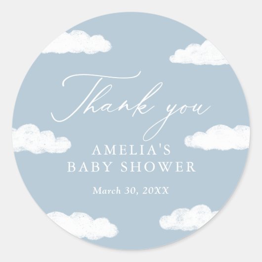 Sticker Rond Blue Cloud Neuf Baby shower (Devant)