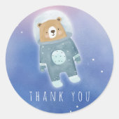 Sticker Rond Blue Cute peluche espace Ours Merci (Devant)