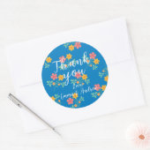 Sticker Rond Blue Daisy Vintage Bouquet Motif (Enveloppe)