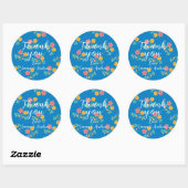 Sticker Rond Blue Daisy Vintage Bouquet Motif (Feuille)