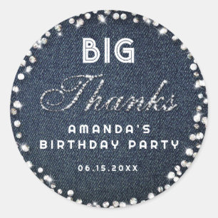Sticker Rond Blue Denim Diamonds Parties scintillant Rhinestone