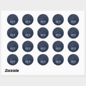 Sticker Rond Blue Denim & Diamonds Sparkle Bling Party Favorise (Feuille)
