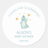 Sticker Rond Blue Dinosaur Twinkle Star Baby Boy (Devant)