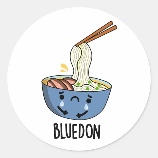 Sticker Rond Blue-don Funny Udon Pun  (Devant)