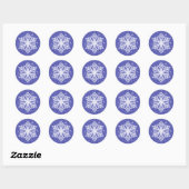 Sticker Rond Blue Elegant Faux Parties scintillant Noël Flocon (Feuille)