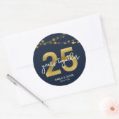 Sticker Rond Blue Elegant Lights 25e anniversaire de Mariage (Enveloppe)