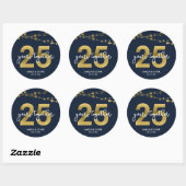 Sticker Rond Blue Elegant Lights 25e anniversaire de Mariage (Feuille)