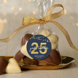 Sticker Rond Blue Elegant Lights 25e anniversaire de Mariage