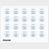Sticker Rond Blue Elephant Baby Boy Hébreu Mazel Tov (Feuille)