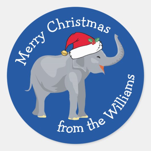 Sticker Rond Blue Elephant Funny Custom Christmas Cadeau (Devant)