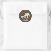 Sticker Rond Blue Elephants Brown tendance Baby shower moderne (Sac)