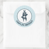 Sticker Rond Blue En vichy Agritourisme Thème Animal Anniversai (Sac)