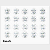 Sticker Rond Blue Floral 21e Anniversaire Adresse de retour Lab (Feuille)