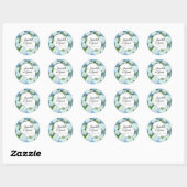 Sticker Rond Blue Floral Blanc Hydrangea Leaf Mariage damassé (Feuille)