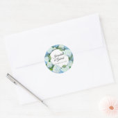 Sticker Rond Blue Floral Blanc Hydrangea Leaf Mariage damassé (Enveloppe)
