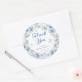 Sticker Rond Blue Floral Butterfly Bridal Shower Thank You (Enveloppe)