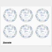 Sticker Rond Blue Floral Butterfly Bridal Shower Thank You (Feuille)