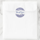 Sticker Rond Blue Floral Paisley Arrière - plan blanc (Sac)