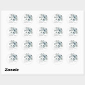 Sticker Rond Blue Florals Folio Nom Retour Adresse Noël (Feuille)
