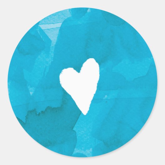 Sticker Rond Blue Folk Art Floral Aquarelle Mariage (Devant)