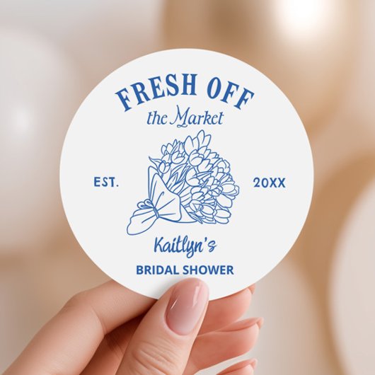 Sticker Rond Blue Fresh Off The Market Enterrement de Mariée