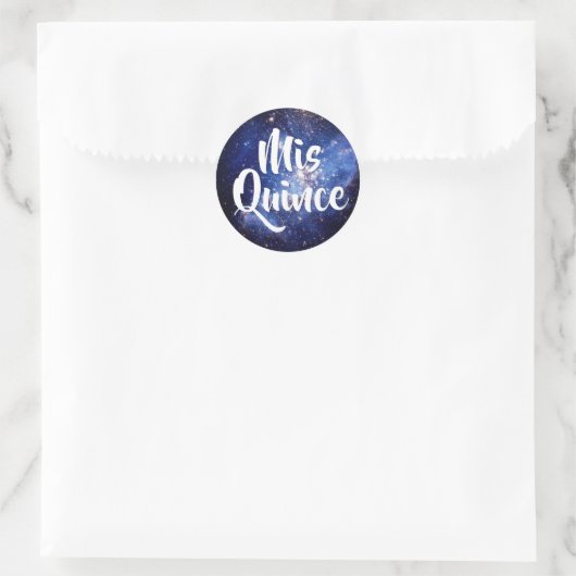 Sticker Rond Blue Galaxy Céleste Photo Mis Quince Anniversaire (Sac)
