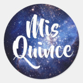 Sticker Rond Blue Galaxy Céleste Photo Mis Quince Anniversaire (Devant)