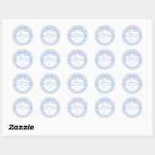 Sticker Rond Blue Gingham Coquette Bow Baptism Envelope Seal (Feuille)