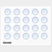 Sticker Rond Blue Gingham Coquette Bow Bridal Shower Seal (Feuille)