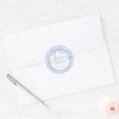 Sticker Rond Blue Gingham Coquette Bow Bridal Shower Seal (Enveloppe)