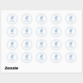 Sticker Rond Blue Gingham Teddy Bear Neutral Baby Shower (Feuille)