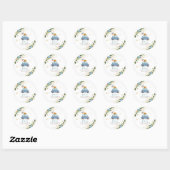 Sticker Rond Blue & Gold Citrouille Drive By Baby shower faveur (Feuille)