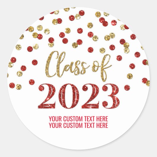 Sticker Rond Blue Gold Confetti Graduation 2023 (Devant)