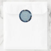 Sticker Rond Blue Gold Elegant Celestial Starry Sky Wedding (Sac)