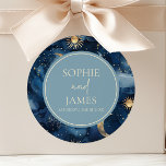 Sticker Rond Blue Gold Elegant Celestial Starry Sky Wedding<br><div class="desc">These are Blue Gold Elegant Celestial Starry Sky Wedding Party Favor Stickers!</div>