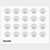 Sticker Rond Blue Gold Parties scintillant Confetti Graduation (Feuille)