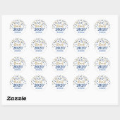 Sticker Rond Blue Gold Parties scintillant Confetti Graduation (Feuille)