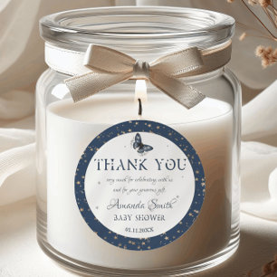 Sticker Rond Blue Gold Sky Magique Bois Baby shower animal