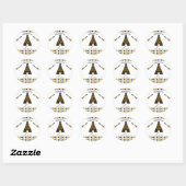 Sticker Rond Blue & Gold Tepee moderne fête d'anniversaire Favo (Feuille)