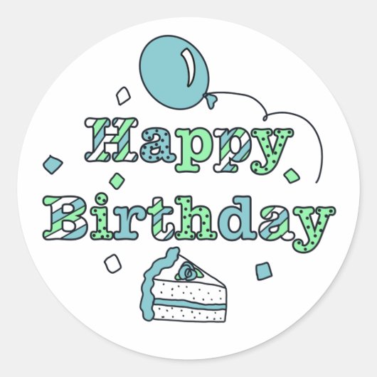 Sticker Rond Blue Green Joyeux anniversaire (Devant)