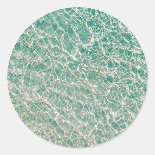Sticker Rond Blue Green Ocean Summer Beach Waves