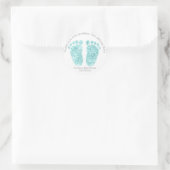 Sticker Rond Blue GreyGlitter Pieds Baby shower Favoriser Cadea (Sac)