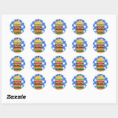 Sticker Rond Blue Hamburger Été Cuisine Barbecue Fête Favoriser (Feuille)