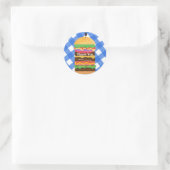Sticker Rond Blue Hamburger Été Cuisine Barbecue Fête Favoriser (Sac)