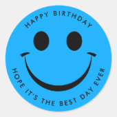 Sticker Rond Blue Happy Face Anniversaire (Devant)