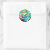 Sticker Rond Blue Hawaii Tropical leaf mariage art (Sac)
