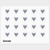 Sticker Rond Blue Heart with Candy Canes Country Christmas (Feuille)